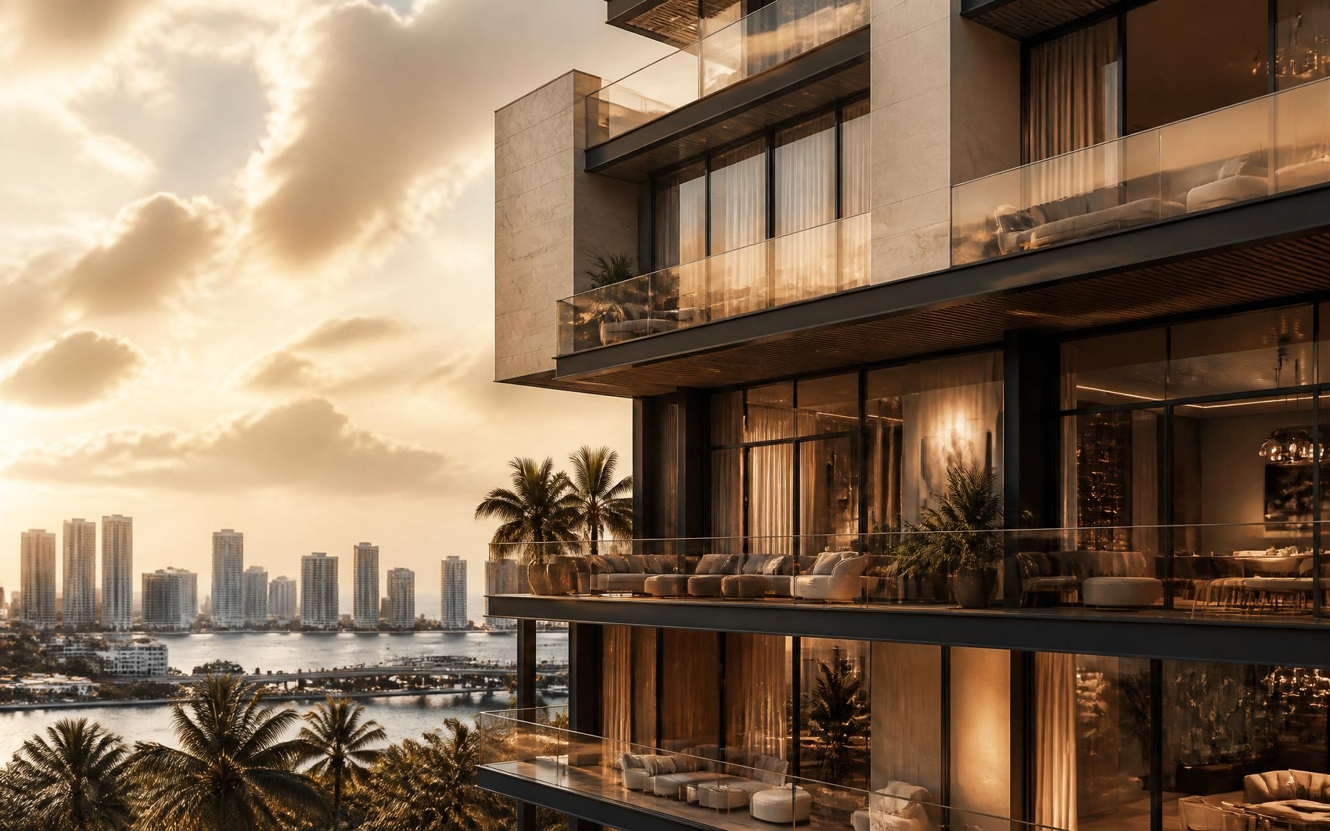 La Rosa Luxury Apartments tower at golden hour